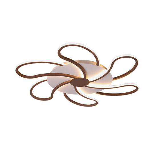 Contemporary Brown Acrylic Flush Light Fixture - Flower Design 5/6/7 Heads Ceiling Mounted