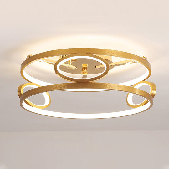 Gold Led Acrylic Ceiling Light Fixture For Living Room Tiered Semi Flush Mount 18’/23.5’ Wide / 18’