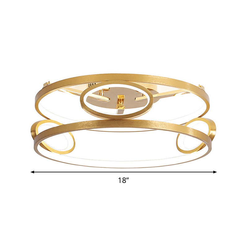 Gold Led Acrylic Ceiling Light Fixture For Living Room Tiered Semi Flush Mount 18’/23.5’ Wide