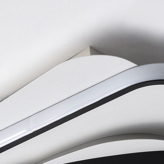 Contemporary Black Acrylic Triangle Ceiling Lamp With Warm/White Led Flush Mount