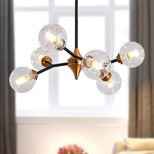 Nordic Bubble Hanging Lamp Kit - Clear/Amber/Smoke Gray Dimpled Glass Chandelier Ideal For Dining