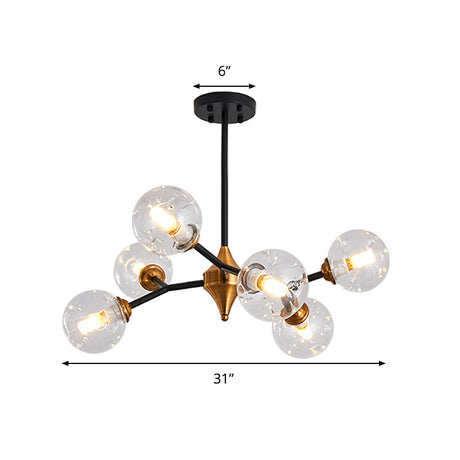 Nordic Bubble Hanging Lamp Kit - Clear/Amber/Smoke Gray 6/10 Head Chandelier For Dining Room