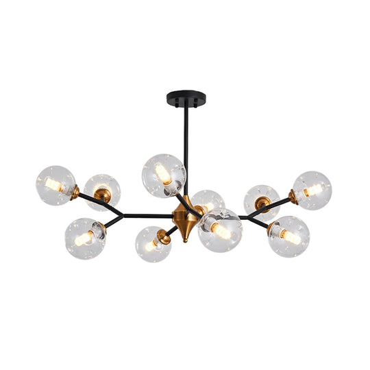 Nordic Bubble Hanging Lamp Kit - Clear/Amber/Smoke Gray Dimpled Glass Chandelier Ideal For Dining