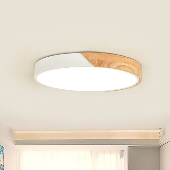 Modern Metal Led Flush Light In Pink/White With Acrylic Diffuser Ceiling Mounted Round Design -