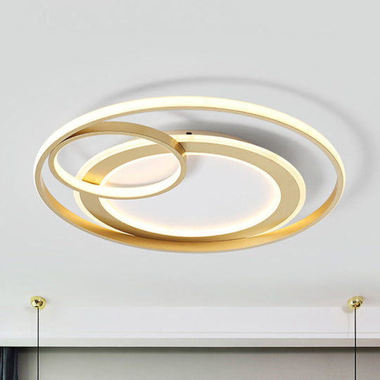 18’/21.5’ Contemporary Acrylic Wide Ring Ceiling Light In Black/Gold - Led Flush Mount Lamp