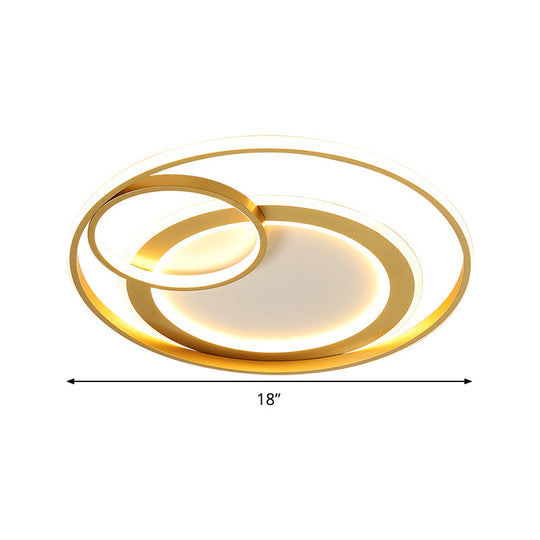 18’/21.5’ Contemporary Acrylic Wide Ring Ceiling Light In Black/Gold - Led Flush Mount Lamp