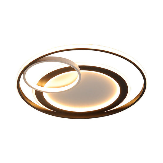 18’/21.5’ Contemporary Acrylic Wide Ring Ceiling Light In Black/Gold - Led Flush Mount Lamp