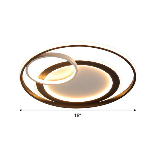 18’/21.5’ Contemporary Acrylic Wide Ring Ceiling Light In Black/Gold - Led Flush Mount Lamp