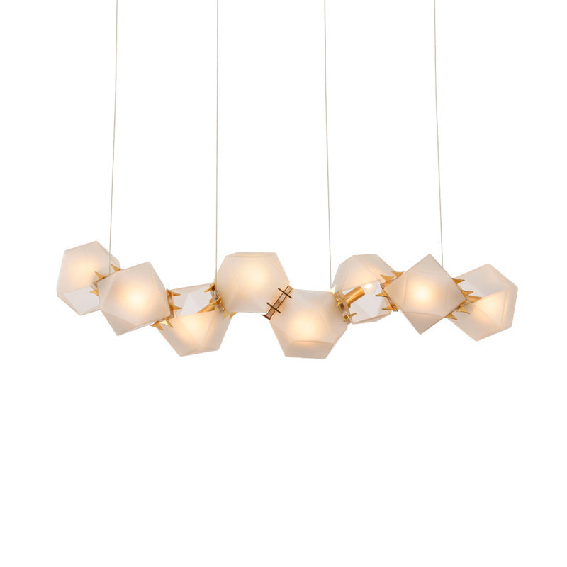 Postmoderner geometrischer Kronleuchter aus Milchglas mit 6/8/10 Köpfen und Gold als stilvolle Beleuchtungslösung