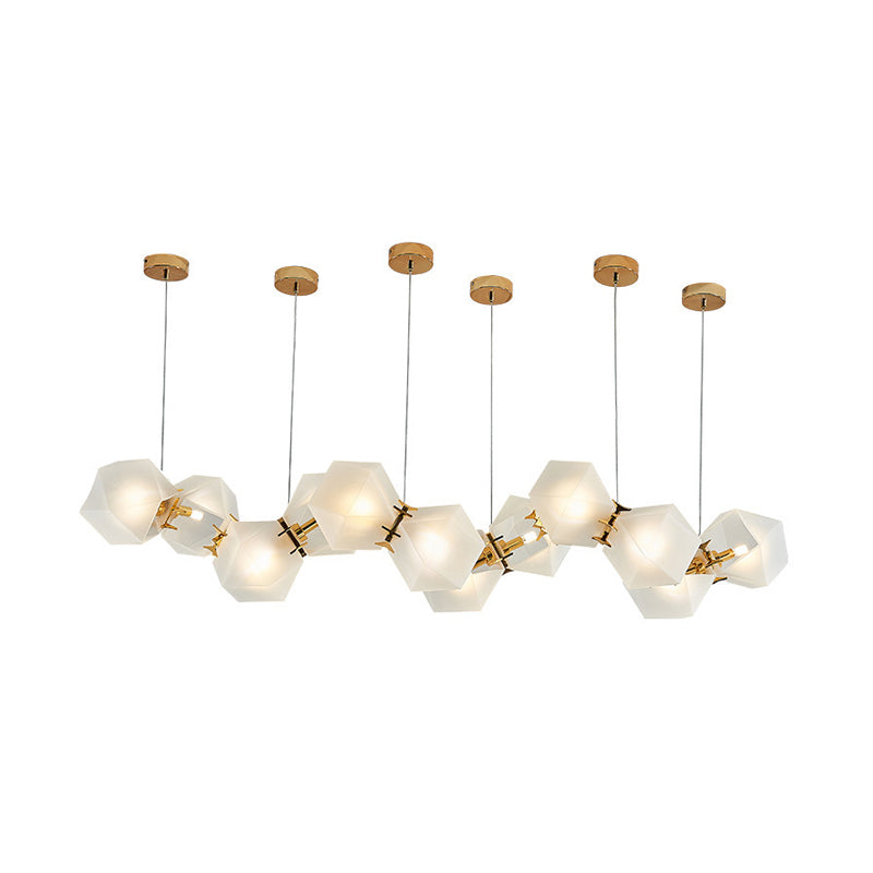 Postmoderner geometrischer Kronleuchter aus Milchglas mit 6/8/10 Köpfen und Gold als stilvolle Beleuchtungslösung