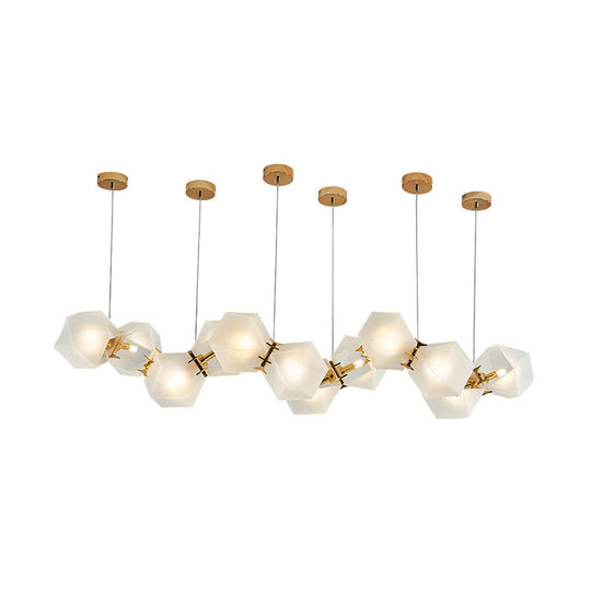 Postmoderner geometrischer Kronleuchter aus Milchglas mit 6/8/10 Köpfen und Gold als stilvolle Beleuchtungslösung