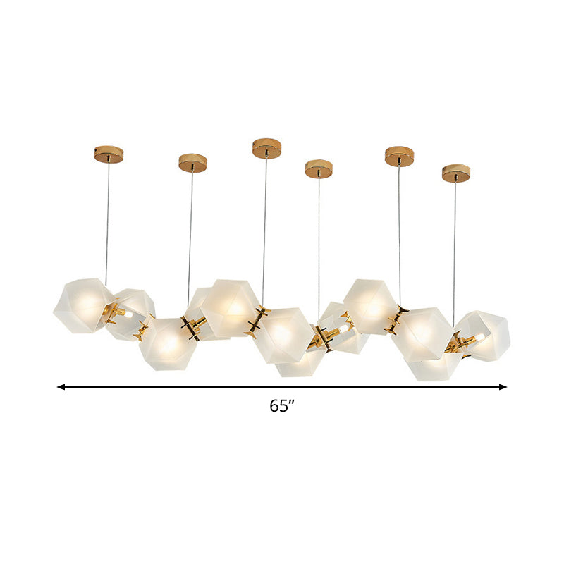 Postmoderner geometrischer Kronleuchter aus Milchglas mit 6/8/10 Köpfen und Gold als stilvolle Beleuchtungslösung