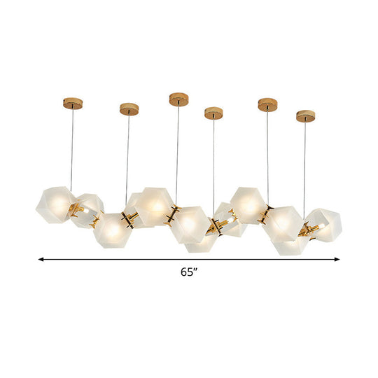 Postmoderner geometrischer Kronleuchter aus Milchglas mit 6/8/10 Köpfen und Gold als stilvolle Beleuchtungslösung