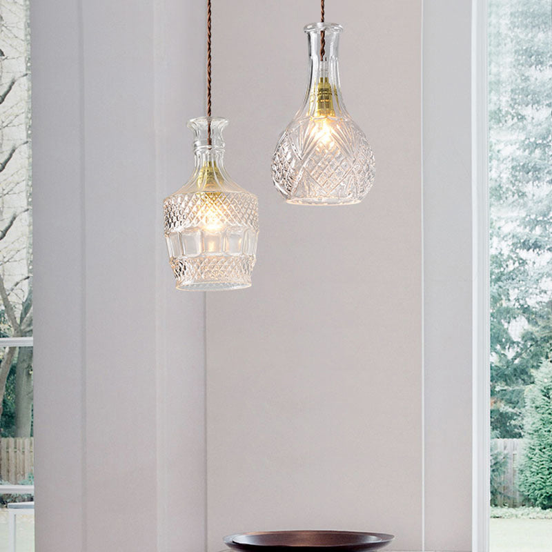 Modern Prism Glass Bottle Pendant Light For Dining Room Ceiling