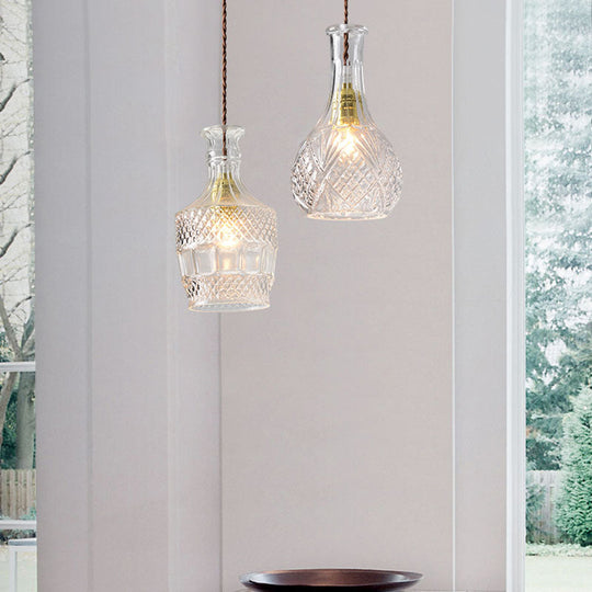 Modern Prism Glass Bottle Pendant Light For Dining Room Ceiling