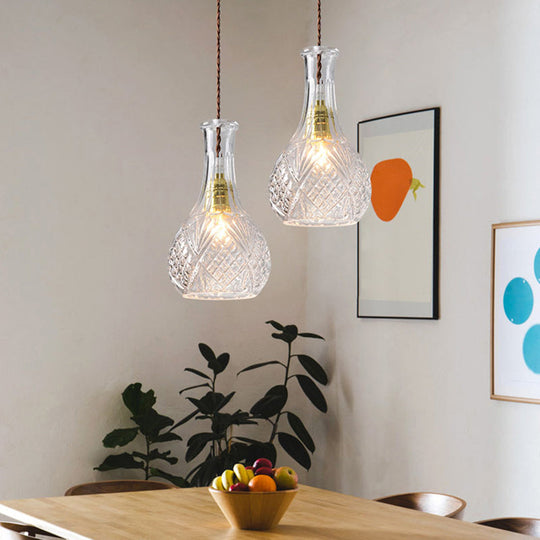 Moderne Prismenglas-Pendelleuchte für Esszimmer – Klar, 1-flammige Deckenleuchte