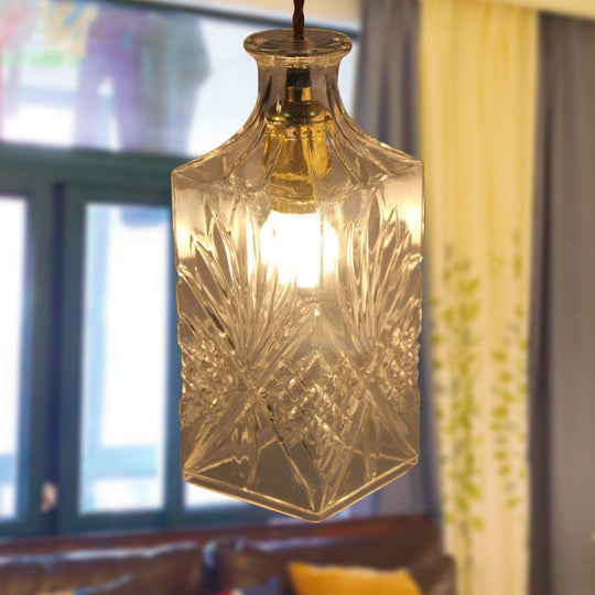 Modern Prism Glass Bottle Pendant Light For Dining Room Ceiling