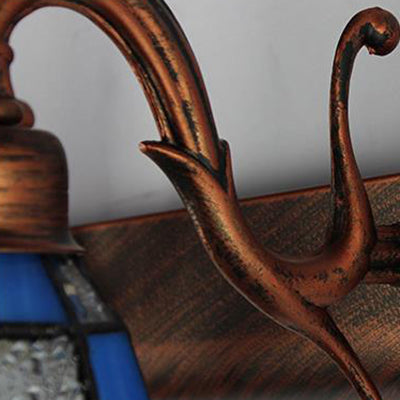 Tiffany Style Dome Stainless Glass Vanity Lamp With 2 Lights For Walls - Brass/Copper/Antique Brass