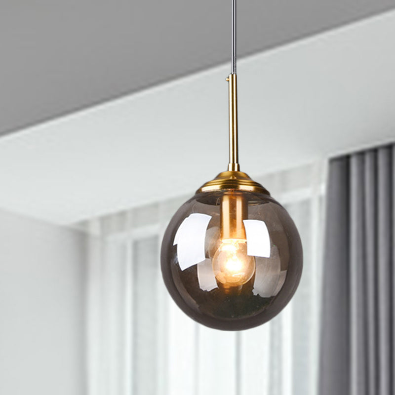 Amber/Clear/Smoke Gray Glass Globe Pendant Light For Contemporary Bedroom