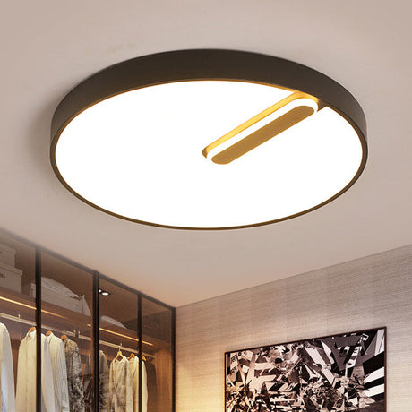 Minimalist Round Ceiling Light With Led & Remote - Black/White Acrylic 18’/21.5’ Wide