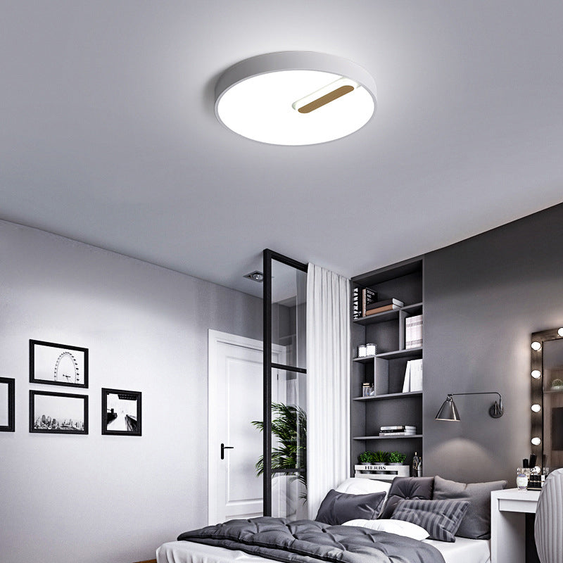 Minimalist Round Ceiling Light With Led & Remote - Black/White Acrylic 18’/21.5’ Wide