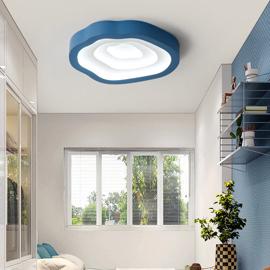 Contemporary Cloud Led Flushmount Ceiling Light Fixture In Black/Yellow/Blue - Warm/White Options