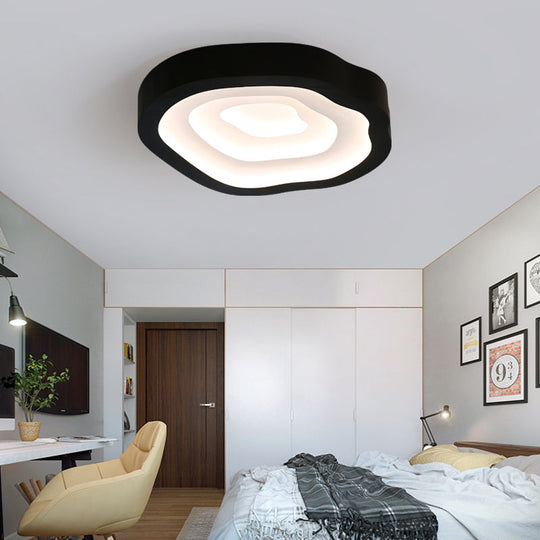 Contemporary Cloud Led Flushmount Ceiling Light Fixture In Black/Yellow/Blue - Warm/White Options