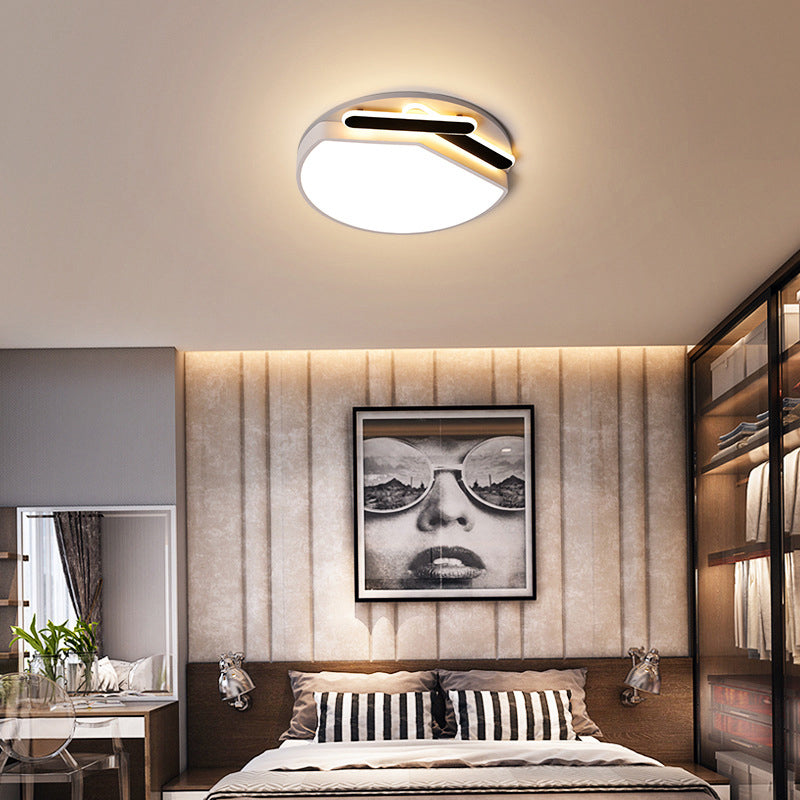 Contemporary Round Metal Ceiling Mounted Fixture: Gold/Black & White Led Light (16.5/20.5) -