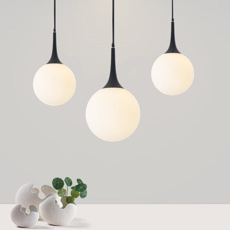Postmodern 1 Head White Glass Sphere Pendant Light - 6/8/12 Wide Ceiling Hanging Fixture