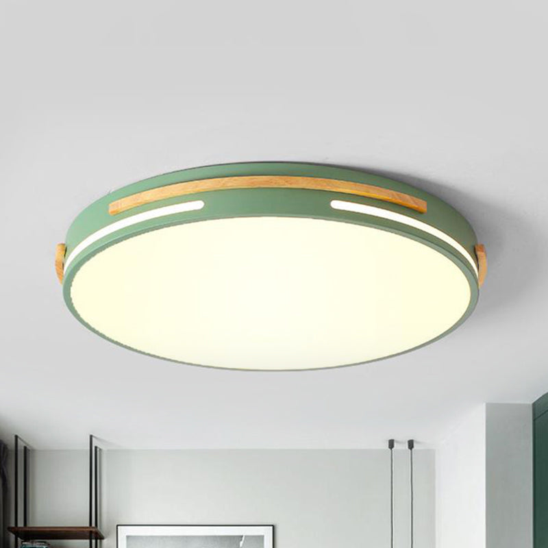 Macaron Metal Led Round Flushmount Ceiling Light Fixture - Grey/White/Green Warm/White 16.5/20.5
