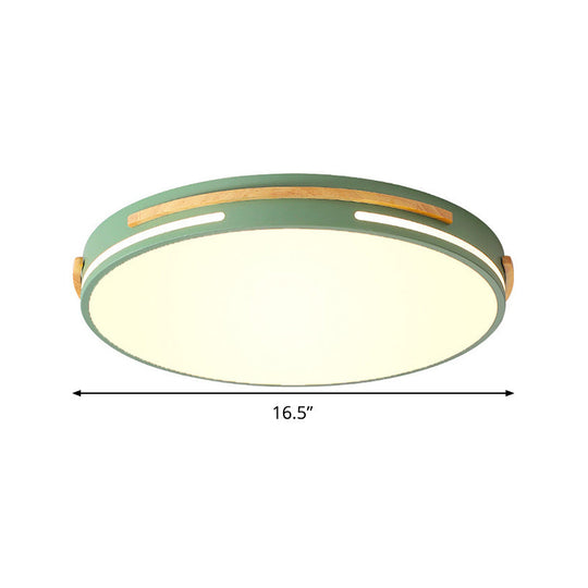Macaron Metal Led Round Flushmount Ceiling Light Fixture - Grey/White/Green Warm/White