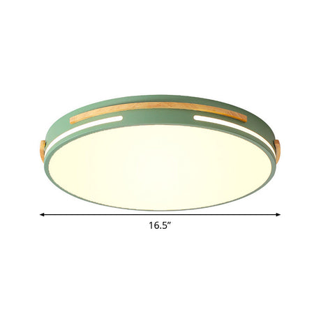 Macaron Metal Led Round Flushmount Ceiling Light Fixture - Grey/White/Green Warm/White 16.5/20.5