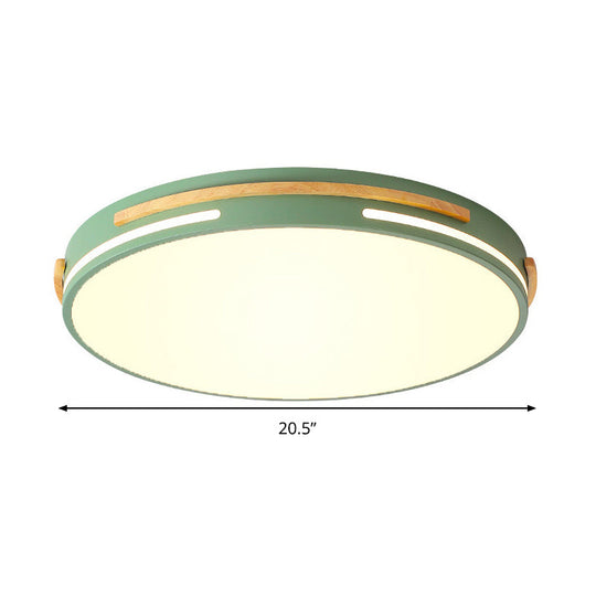 Macaron Metal Led Round Flushmount Ceiling Light Fixture - Grey/White/Green Warm/White 16.5/20.5