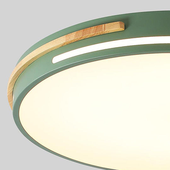 Macaron Metal Led Round Flushmount Ceiling Light Fixture - Grey/White/Green Warm/White
