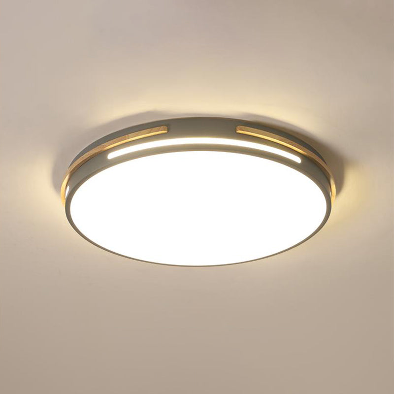 Macaron Metal Led Round Flushmount Ceiling Light Fixture - Grey/White/Green Warm/White 16.5/20.5