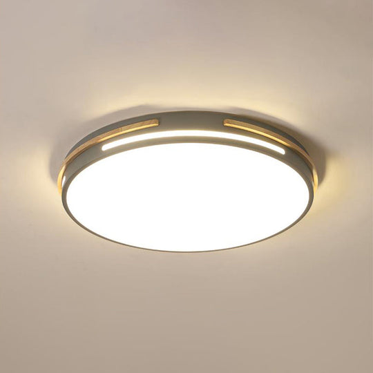 Macaron Metal Led Round Flushmount Ceiling Light Fixture - Grey/White/Green Warm/White 16.5/20.5