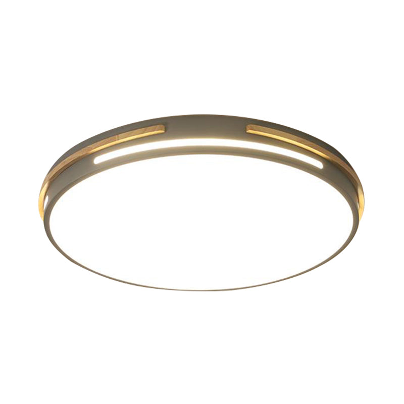 Macaron Metal Led Round Flushmount Ceiling Light Fixture - Grey/White/Green Warm/White