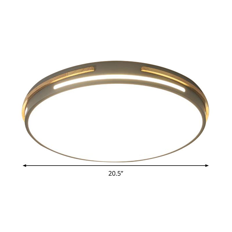 Macaron Metal Led Round Flushmount Ceiling Light Fixture - Grey/White/Green Warm/White