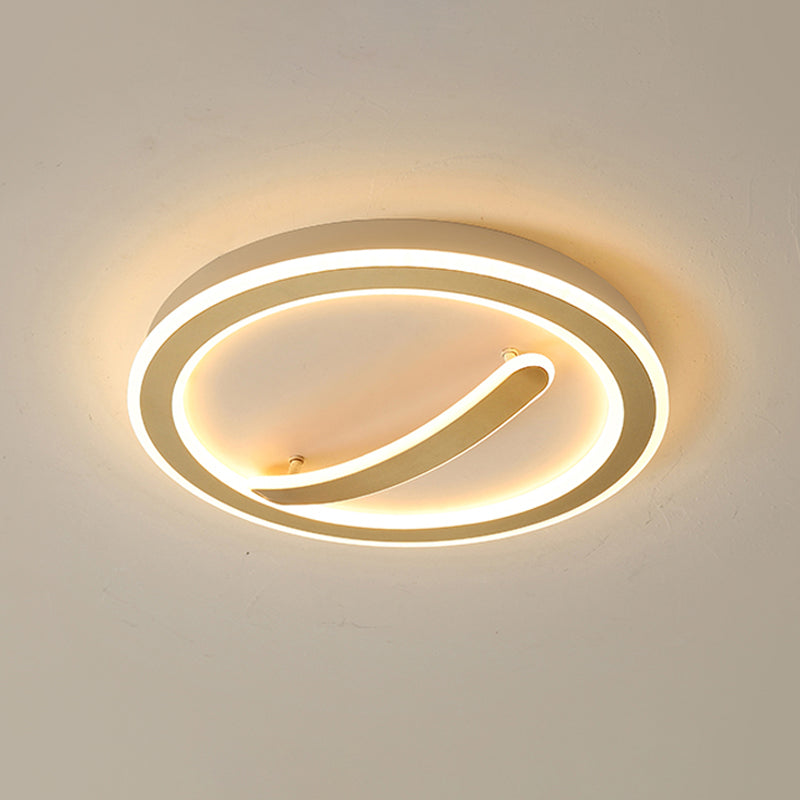 Contemporary Circular Ceiling Mount Light - 18’/20.5’ Wide Acrylic Gold/Black & White Led Flush
