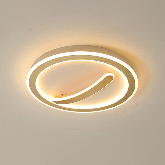 Contemporary Circular Ceiling Mount Light - 18’/20.5’ Wide Acrylic Gold/Black & White Led Flush