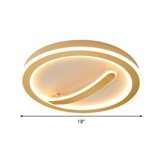 Contemporary Circular Ceiling Mount Light - 18’/20.5’ Wide Acrylic Gold/Black & White Led Flush