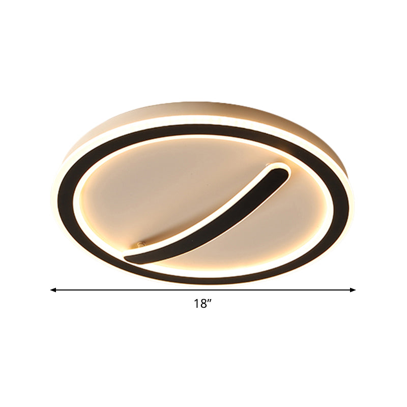 Contemporary Circular Ceiling Mount Light - 18/20.5 Wide Acrylic Gold/Black & White Led Flush