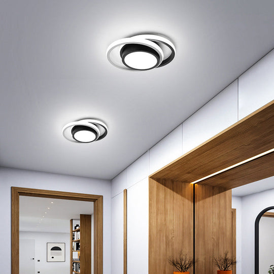 Contemporary Black Metal Led Ceiling Light Fixture - Round/Square Design With Warm/White/3 Color /