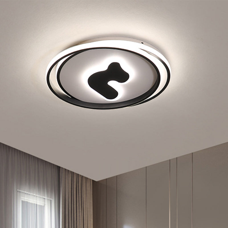 Modern Black Led Flush Mount Ceiling Light Fixture - 16.5/20.5 Wide Circle Acrylic White/Yellow