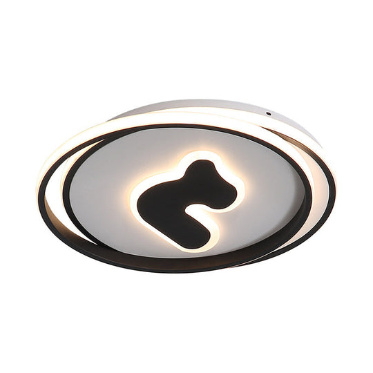 Modern Black Led Flush Mount Ceiling Light Fixture - 16.5/20.5 Wide Circle Acrylic White/Yellow