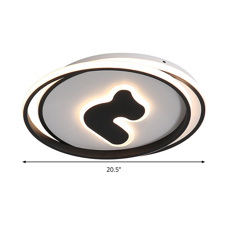 Modern Black Led Flush Mount Ceiling Light Fixture - 16.5/20.5 Wide Circle Acrylic White/Yellow