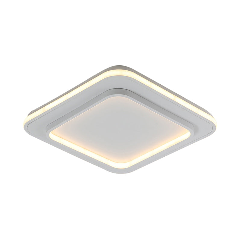 Minimalist White Square Flush Mount Led Ceiling Light Fixture - 18’/21.5’ Acrylic With Warm/White