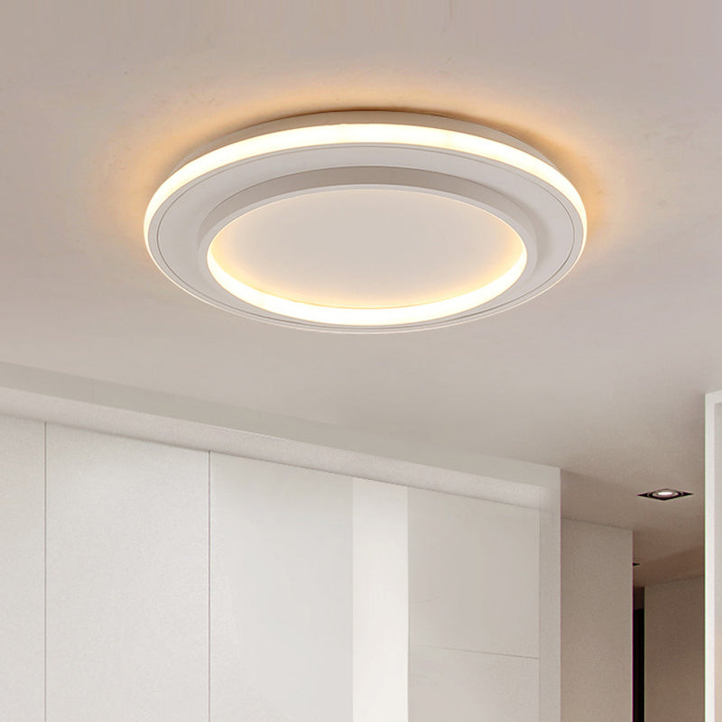 Simple Style White Disk Flush Mount Led Ceiling Light In Warm/White - 18’/21.5’ Wide / 18’ Warm