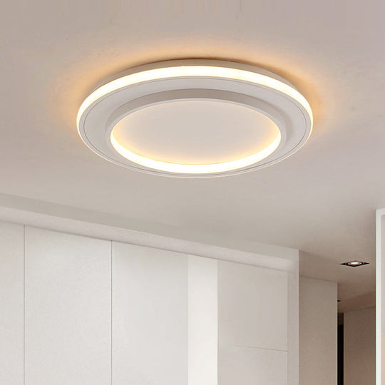 Simple Style White Disk Flush Mount Led Ceiling Light In Warm/White - 18’/21.5’ Wide / 18’ Warm