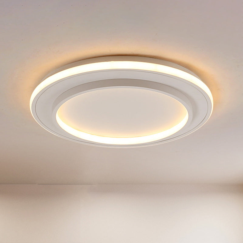 Simple Style White Disk Flush Mount Led Ceiling Light In Warm/White - 18’/21.5’ Wide